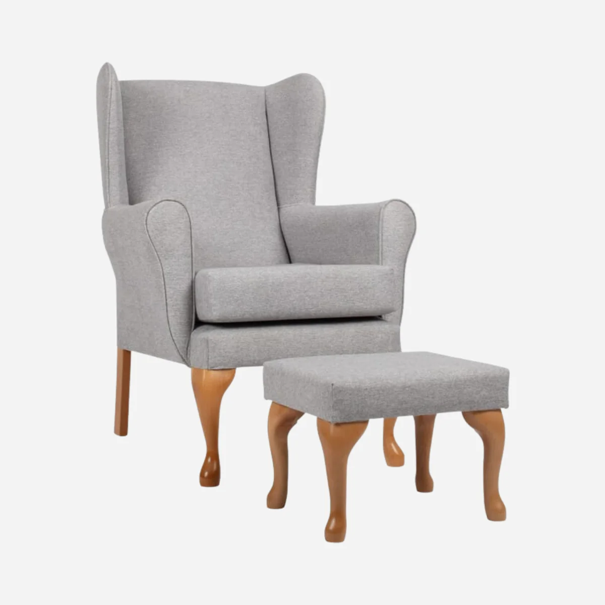 Queen Anne Fireside Chair with Matching Footstool