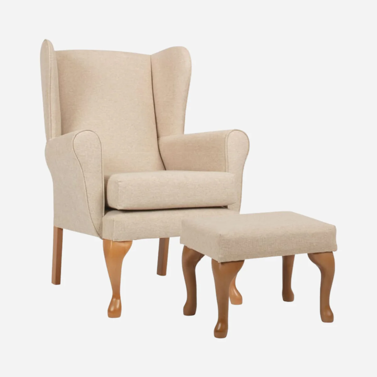 Queen Anne Fireside Chair with Matching Footstool - Image 2